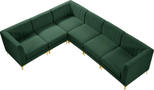 Alina Velvet / Engineered Wood / Metal / Foam Contemporary Green Velvet Modular Sectional - 119" W x 93" D x 31" H