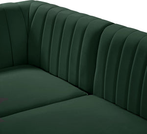 Alina Velvet / Engineered Wood / Metal / Foam Contemporary Green Velvet Modular Sectional - 119" W x 93" D x 31" H