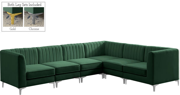 Alina Velvet / Engineered Wood / Metal / Foam Contemporary Green Velvet Modular Sectional - 119" W x 93" D x 31" H