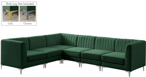 Alina Velvet / Engineered Wood / Metal / Foam Contemporary Green Velvet Modular Sectional - 119" W x 93" D x 31" H