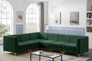 Alina Velvet / Engineered Wood / Metal / Foam Contemporary Green Velvet Modular Sectional - 119" W x 93" D x 31" H