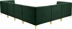 Alina Velvet / Engineered Wood / Metal / Foam Contemporary Green Velvet Modular Sectional - 119" W x 93" D x 31" H