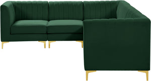 Alina Velvet / Engineered Wood / Metal / Foam Contemporary Green Velvet Modular Sectional - 119" W x 93" D x 31" H