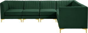 Alina Velvet / Engineered Wood / Metal / Foam Contemporary Green Velvet Modular Sectional - 119" W x 93" D x 31" H
