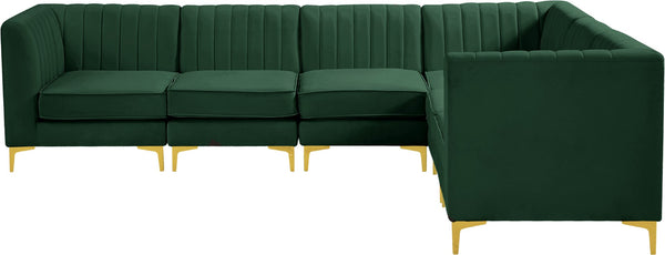 Alina Velvet / Engineered Wood / Metal / Foam Contemporary Green Velvet Modular Sectional - 119" W x 93" D x 31" H