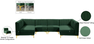 Alina Velvet / Engineered Wood / Metal / Foam Contemporary Green Velvet Modular Sectional - 119" W x 59.5" D x 31" H