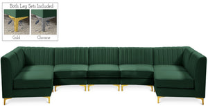 Alina Velvet / Engineered Wood / Metal / Foam Contemporary Green Velvet Modular Sectional - 145" W x 59.5" D x 31" H