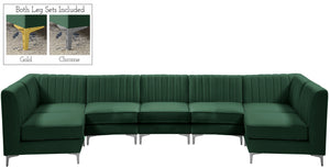 Alina Velvet / Engineered Wood / Metal / Foam Contemporary Green Velvet Modular Sectional - 145" W x 59.5" D x 31" H