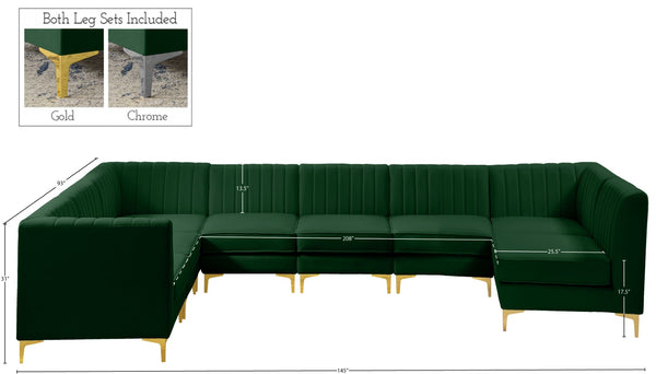 Alina Velvet / Engineered Wood / Metal / Foam Contemporary Green Velvet Modular Sectional - 119" W x 119" D x 31" H
