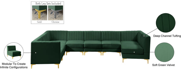 Alina Velvet / Engineered Wood / Metal / Foam Contemporary Green Velvet Modular Sectional - 119" W x 119" D x 31" H