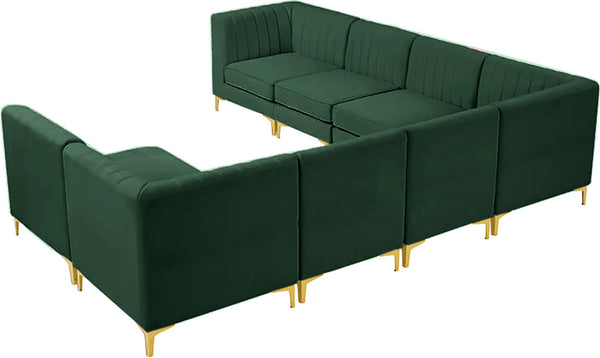 Alina Velvet / Engineered Wood / Metal / Foam Contemporary Green Velvet Modular Sectional - 119" W x 119" D x 31" H