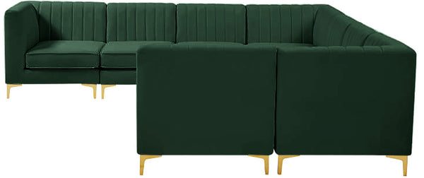 Alina Velvet / Engineered Wood / Metal / Foam Contemporary Green Velvet Modular Sectional - 119" W x 119" D x 31" H