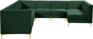 Alina Velvet / Engineered Wood / Metal / Foam Contemporary Green Velvet Modular Sectional - 119" W x 119" D x 31" H