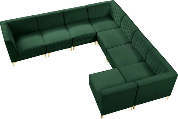 Alina Velvet / Engineered Wood / Metal / Foam Contemporary Green Velvet Modular Sectional - 119" W x 119" D x 31" H