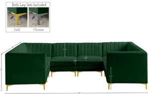 Alina Velvet / Engineered Wood / Metal / Foam Contemporary Green Velvet Modular Sectional - 119" W x 93" D x 31" H