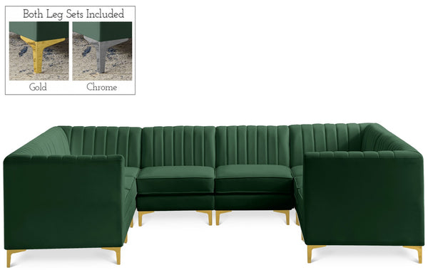 Alina Velvet / Engineered Wood / Metal / Foam Contemporary Green Velvet Modular Sectional - 119" W x 93" D x 31" H
