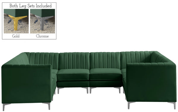 Alina Velvet / Engineered Wood / Metal / Foam Contemporary Green Velvet Modular Sectional - 119" W x 93" D x 31" H