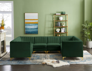 Alina Velvet / Engineered Wood / Metal / Foam Contemporary Green Velvet Modular Sectional - 119" W x 93" D x 31" H