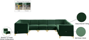 Alina Velvet / Engineered Wood / Metal / Foam Contemporary Green Velvet Modular Sectional - 145" W x 93" D x 31" H