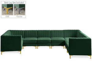 Alina Velvet / Engineered Wood / Metal / Foam Contemporary Green Velvet Modular Sectional - 145" W x 93" D x 31" H