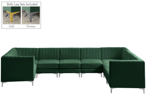 Alina Velvet / Engineered Wood / Metal / Foam Contemporary Green Velvet Modular Sectional - 145" W x 93" D x 31" H