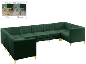 Alina Velvet / Engineered Wood / Metal / Foam Contemporary Green Velvet Modular Sectional - 145" W x 93" D x 31" H
