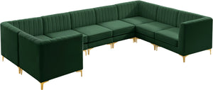Alina Velvet / Engineered Wood / Metal / Foam Contemporary Green Velvet Modular Sectional - 145" W x 93" D x 31" H