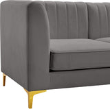 Alina Velvet / Engineered Wood / Metal / Foam Contemporary Grey Velvet Armless Chair - 26" W x 33.5" D x 31" H