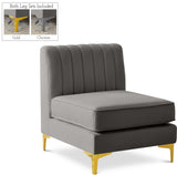 Alina Velvet / Engineered Wood / Metal / Foam Contemporary Grey Velvet Armless Chair - 26" W x 33.5" D x 31" H
