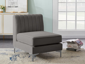 Alina Velvet / Engineered Wood / Metal / Foam Contemporary Grey Velvet Armless Chair - 26" W x 33.5" D x 31" H
