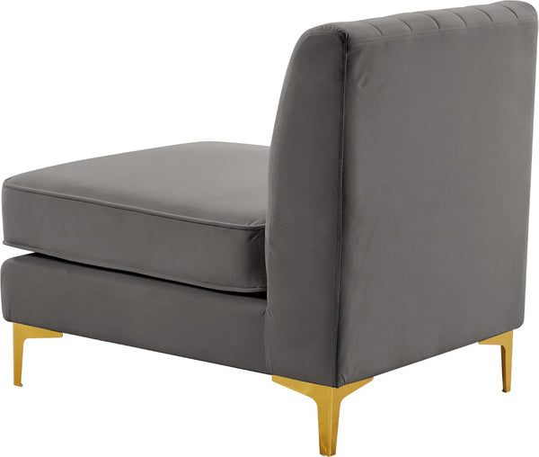 Alina Velvet / Engineered Wood / Metal / Foam Contemporary Grey Velvet Armless Chair - 26" W x 33.5" D x 31" H