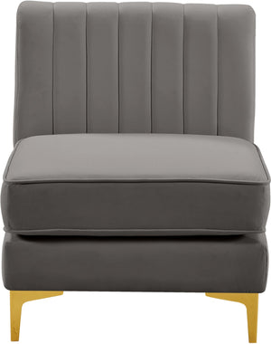 Alina Velvet / Engineered Wood / Metal / Foam Contemporary Grey Velvet Armless Chair - 26" W x 33.5" D x 31" H
