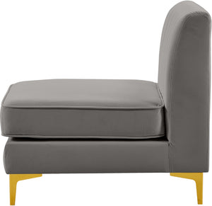 Alina Velvet / Engineered Wood / Metal / Foam Contemporary Grey Velvet Armless Chair - 26" W x 33.5" D x 31" H
