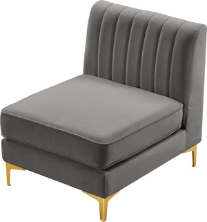 Alina Velvet / Engineered Wood / Metal / Foam Contemporary Grey Velvet Armless Chair - 26" W x 33.5" D x 31" H