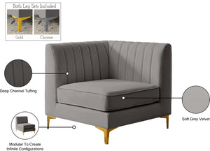 Alina Velvet / Engineered Wood / Metal / Foam Contemporary Grey Velvet Corner Chair - 33.5" W x 33.5" D x 31" H