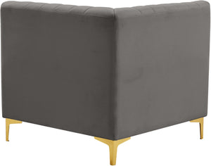 Alina Velvet / Engineered Wood / Metal / Foam Contemporary Grey Velvet Corner Chair - 33.5" W x 33.5" D x 31" H