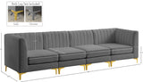 Alina Velvet / Engineered Wood / Metal / Foam Contemporary Grey Velvet Modular Sofa - 119" W x 33.5" D x 31" H