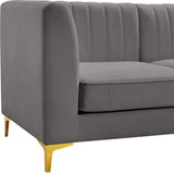 Alina Velvet / Engineered Wood / Metal / Foam Contemporary Grey Velvet Modular Sofa - 119" W x 33.5" D x 31" H