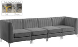 Alina Velvet / Engineered Wood / Metal / Foam Contemporary Grey Velvet Modular Sofa - 119" W x 33.5" D x 31" H