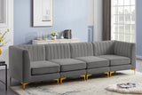 Alina Velvet / Engineered Wood / Metal / Foam Contemporary Grey Velvet Modular Sofa - 119" W x 33.5" D x 31" H