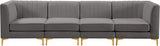 Alina Velvet / Engineered Wood / Metal / Foam Contemporary Grey Velvet Modular Sofa - 119" W x 33.5" D x 31" H