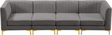 Alina Velvet / Engineered Wood / Metal / Foam Contemporary Grey Velvet Modular Sofa - 119" W x 33.5" D x 31" H