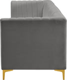 Alina Velvet / Engineered Wood / Metal / Foam Contemporary Grey Velvet Modular Sofa - 119" W x 33.5" D x 31" H