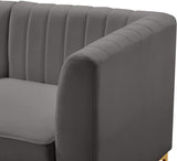 Alina Velvet / Engineered Wood / Metal / Foam Contemporary Grey Velvet Modular Sofa - 119" W x 33.5" D x 31" H