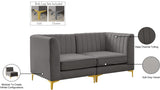 Alina Velvet / Engineered Wood / Metal / Foam Contemporary Grey Velvet Modular Sofa - 67" W x 33.5" D x 31" H