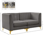 Alina Velvet / Engineered Wood / Metal / Foam Contemporary Grey Velvet Modular Sofa - 67" W x 33.5" D x 31" H