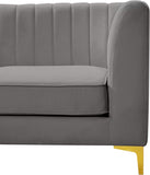 Alina Velvet / Engineered Wood / Metal / Foam Contemporary Grey Velvet Modular Sofa - 67" W x 33.5" D x 31" H