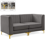 Alina Velvet / Engineered Wood / Metal / Foam Contemporary Grey Velvet Modular Sofa - 67" W x 33.5" D x 31" H