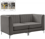 Alina Velvet / Engineered Wood / Metal / Foam Contemporary Grey Velvet Modular Sofa - 67" W x 33.5" D x 31" H