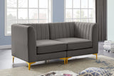 Alina Velvet / Engineered Wood / Metal / Foam Contemporary Grey Velvet Modular Sofa - 67" W x 33.5" D x 31" H